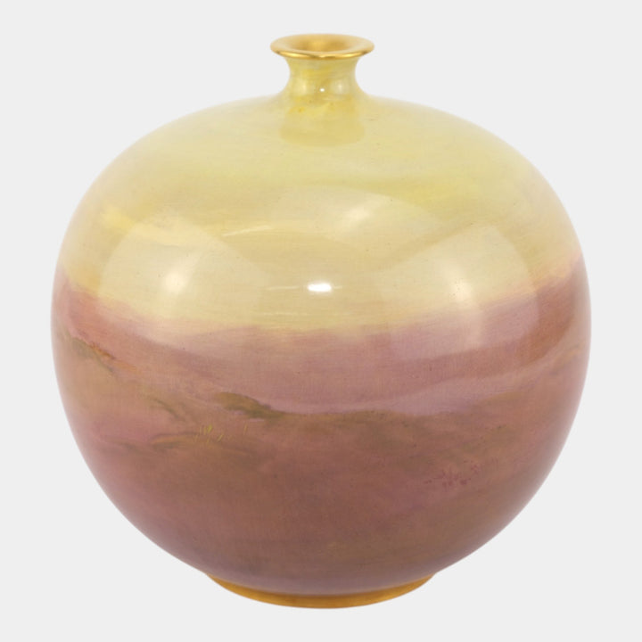 Doulton Burslem Luscian Ware Porcelain Hand Painted Scenic Field With Sheep Vase