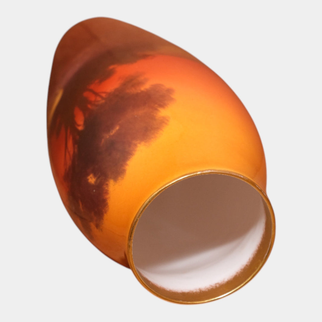 Royal Doulton English Art Pottery Sheep At Sunset Brown Red Scenic Holbein Vase