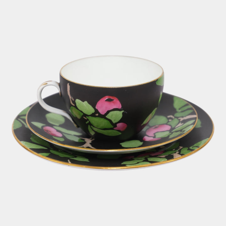 Shelley Late Foley English 1920s Porcelain Tudor Apple Tea Cup & Saucer Trio