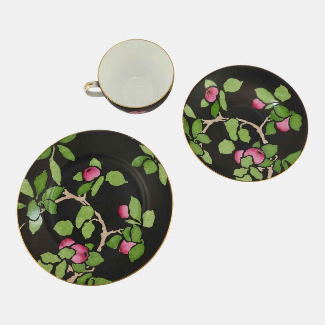 Shelley Late Foley English 1920s Porcelain Tudor Apple Tea Cup & Saucer Trio