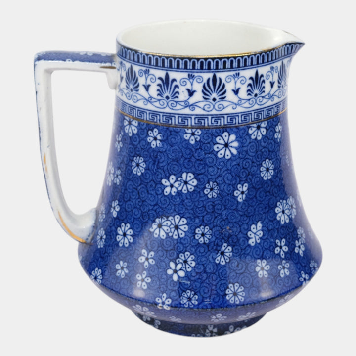 Shelley Cloisello Ware 1920s English Art Porcelain Blue Floral Ceramic Pitcher
