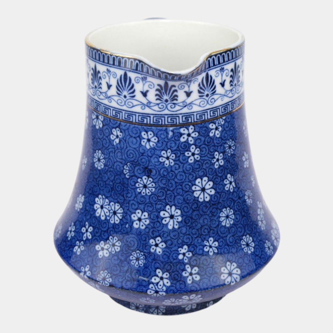 Shelley Cloisello Ware 1920s English Art Porcelain Blue Floral Ceramic Pitcher