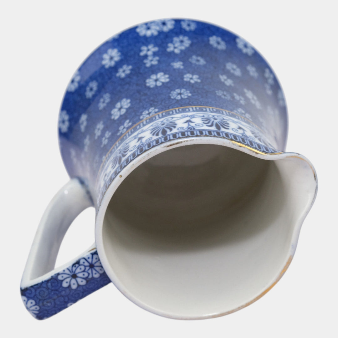 Shelley Cloisello Ware 1920s English Art Porcelain Blue Floral Ceramic Pitcher