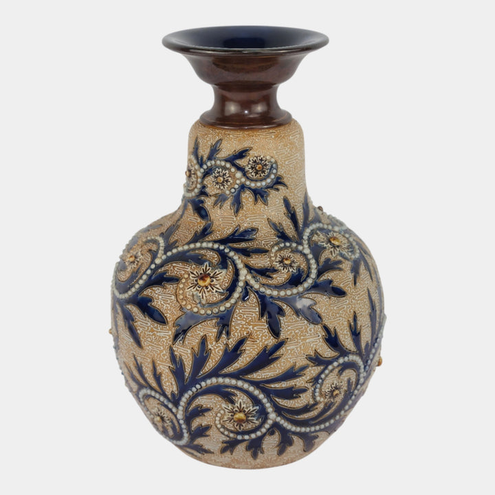 Doulton Lambeth English Art Pottery "Scrolling Seaweed" Art Nouveau Vase
