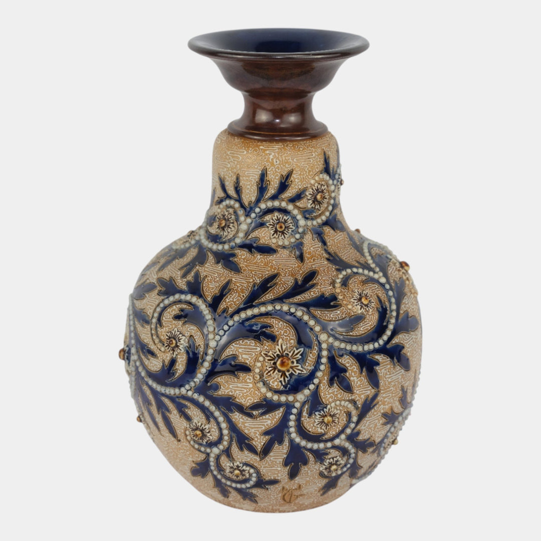 Doulton Lambeth English Art Pottery "Scrolling Seaweed" Art Nouveau Vase
