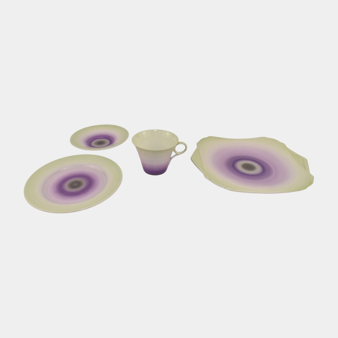 Shelley Regent Purple Band English 1930s Bone China Teacup Saucer And Plates