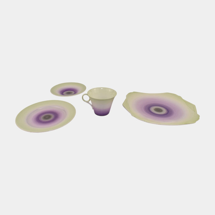 Shelley Regent Purple Band English 1930s Bone China Teacup Saucer And Plates