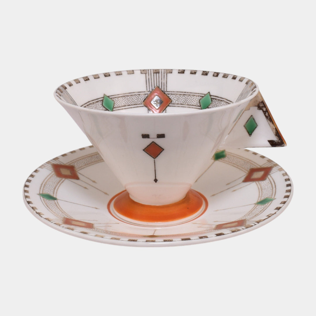 Shelley English 1930s Vouge Art Deco Porcelain Geometric Diamond Cup & Saucer