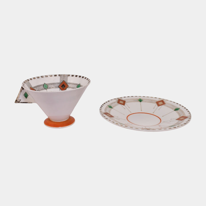 Shelley English 1930s Vouge Art Deco Porcelain Geometric Diamond Cup & Saucer